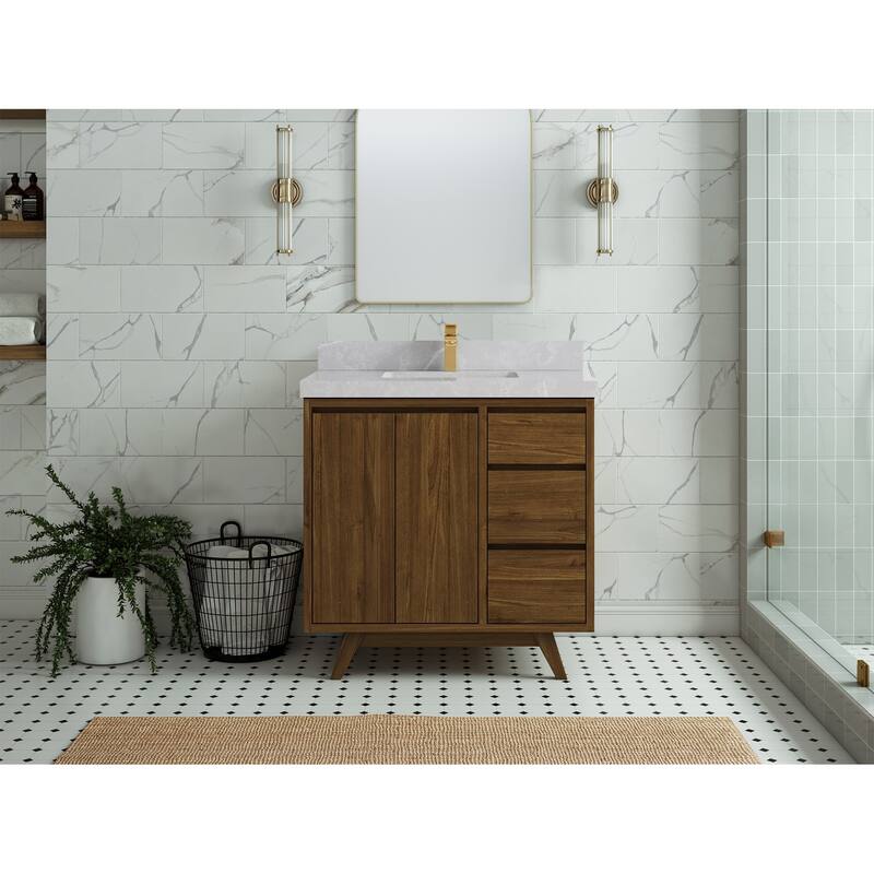 Willow Collections 36 in. W x 22 in. D Madison Teak Center Sink Bathroom Vanity with Countertop