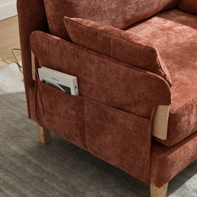 3-in-1 Convertible Chenille Sleeper Sofa, Foldable Sofa Bed with Three Pillows