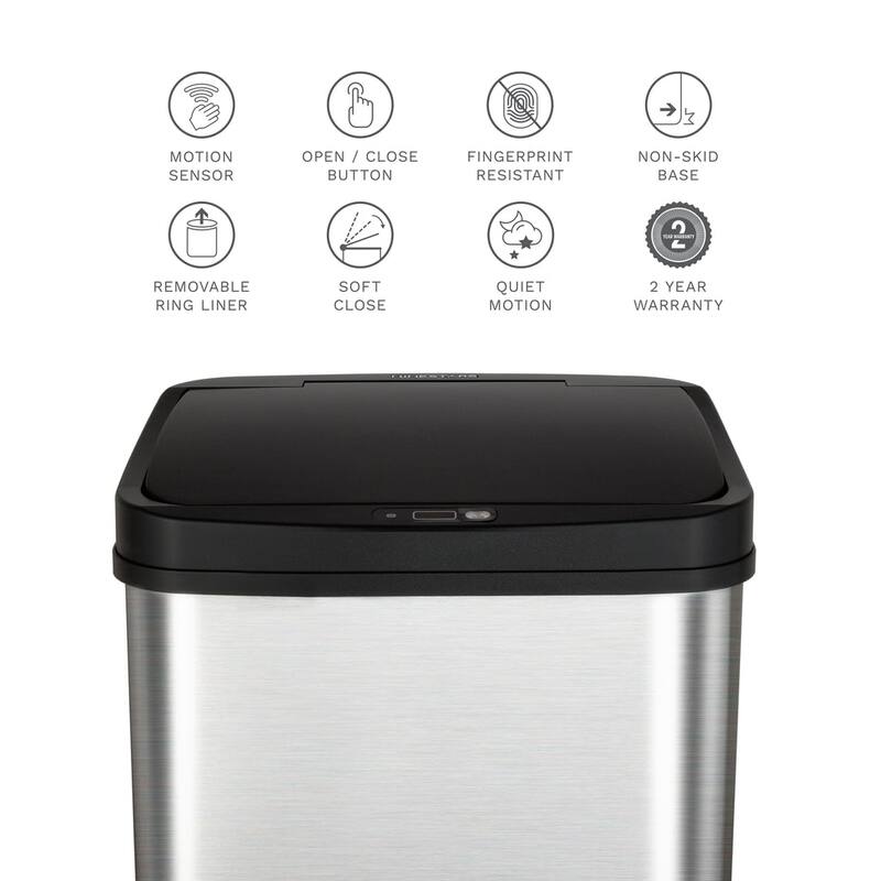 NINESTARS 2 Piece Stainless Steel Motion Sensor Trash Can Set 13 Gallon & 4 Gallon Combo CB-DZT-50-28/15.5