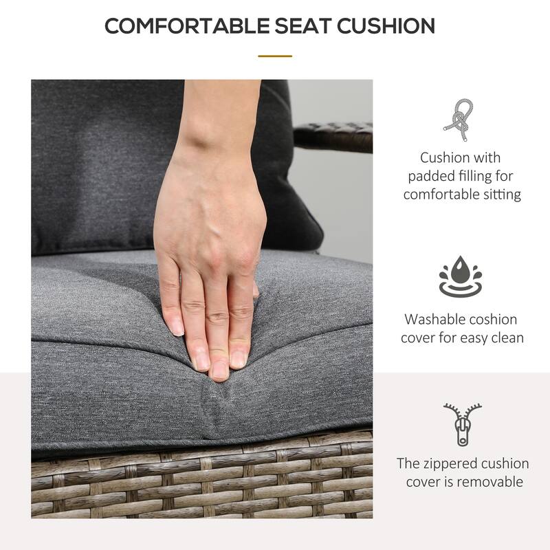 Patio Wicker Adirondack Chair with Soft Cushions, Tall Curved Backrest & Comfortable Armrests