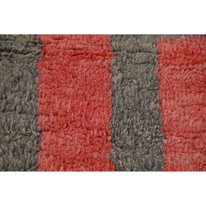 Plush Moroccan Oriental Area Rug Handmade Grey Wool Carpet - 7'10" x 10'4"