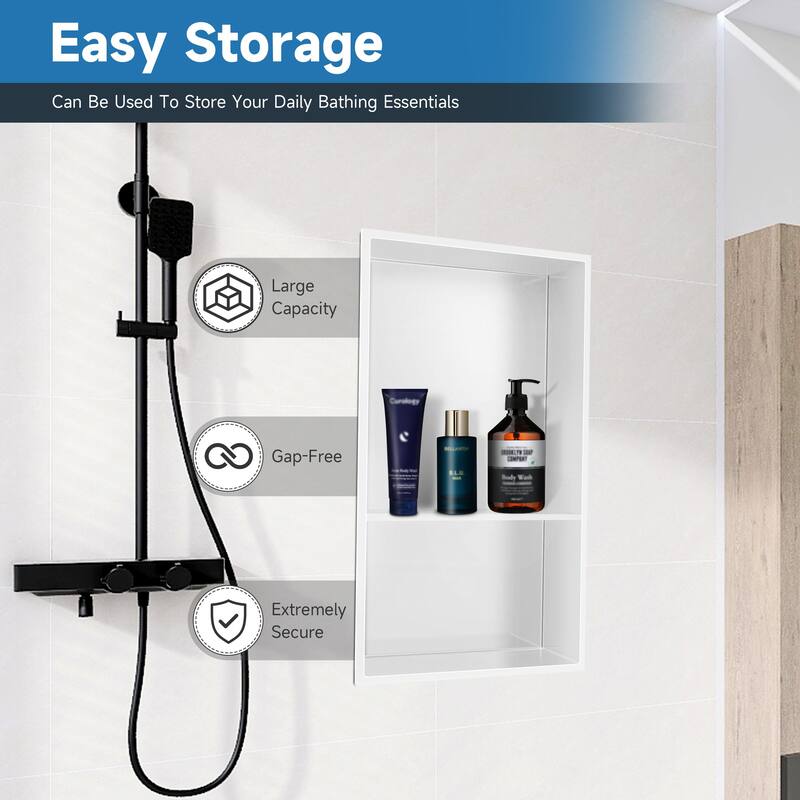 WIZ 12.8-inch W x 18.8-inch H x 4-inch D Stainless Steel Shower Niche