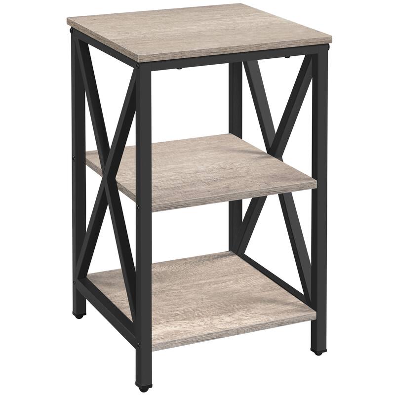 Yaheetech 3 Tier Sofa Side End Table with Shelf, X Shape SideTable