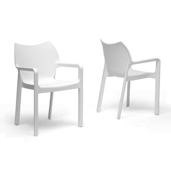 Limerick White Plastic Stackable Modern Dining Chair - 2pcs