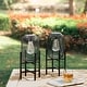 preview thumbnail 10 of 18, Glitzhome Set of 2 Metal Black Solar Powered Outdoor Lantern with Stand