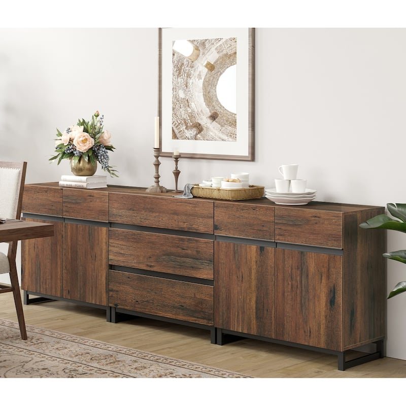 WAMPAT Storage Cabinet, 3 in 1 Modern Sideboard - Brown - 94.5“ x 30.6” x 15.6