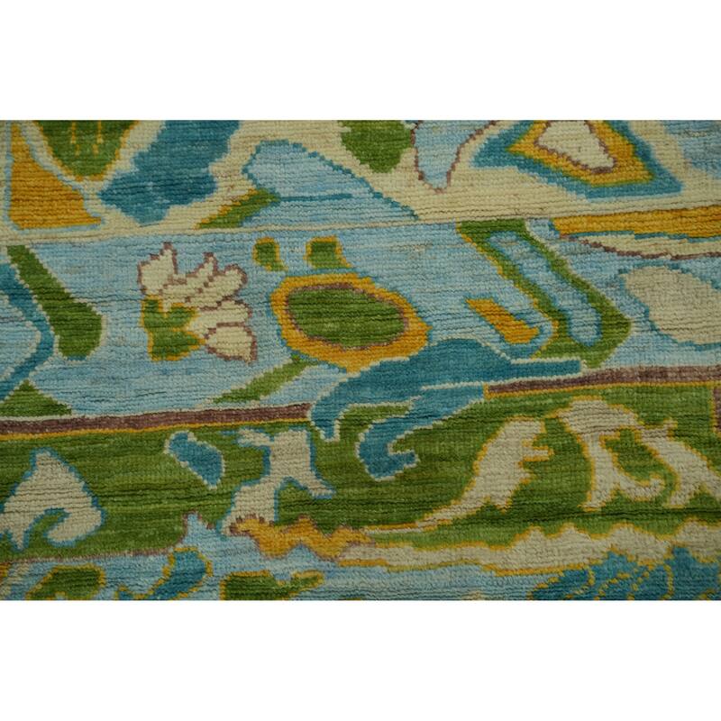 Vegetable Dye Wool Oushak Turkish Area Rug, Geometric Carpet - 11' 11'' X 9' 0''