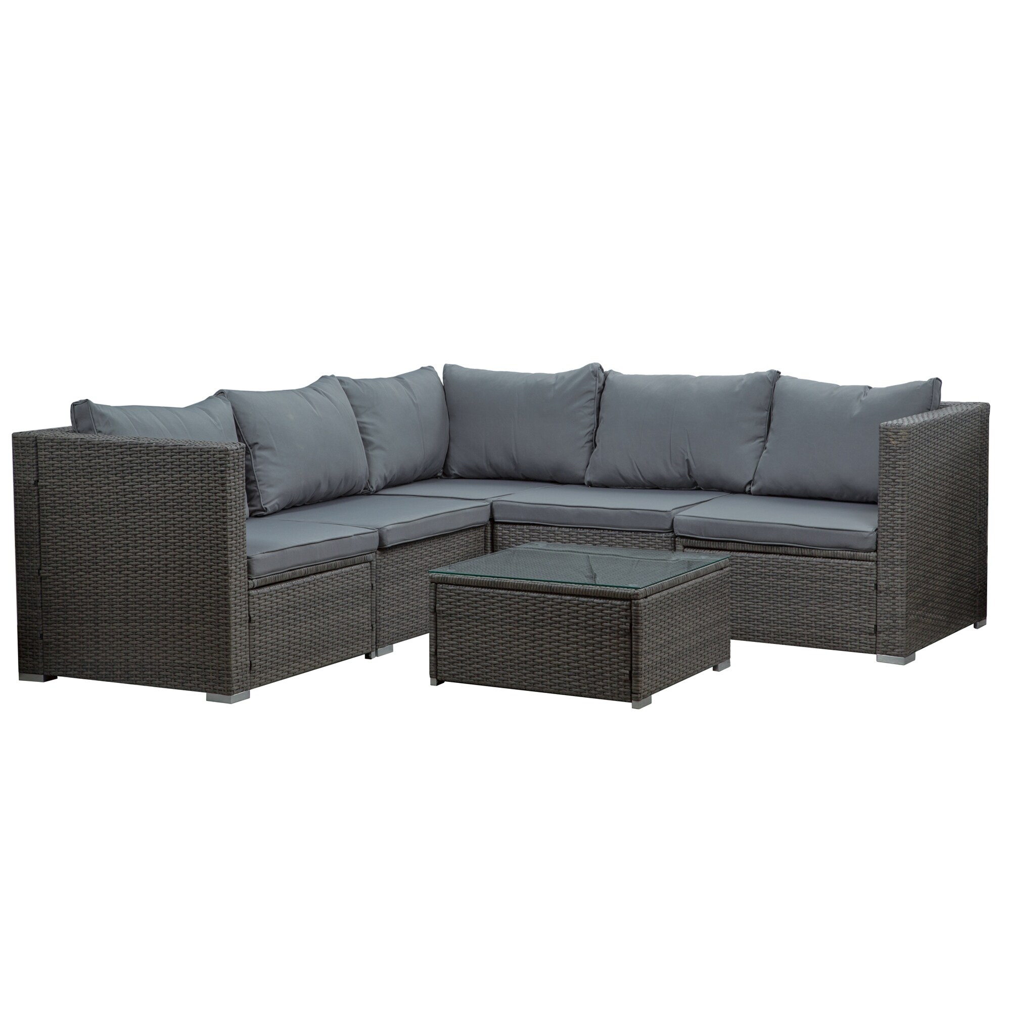 Shop Belleze Vaira 6 Piece Patio Conversation Set Outdoor Rattan Sectional Sofa With Table Washable Cushions Grey Standard Overstock 31450062