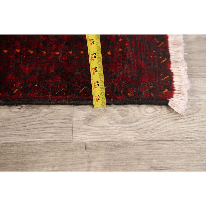 Geometric Balouch Persian Area Rug Wool Hand-knotted Foyer Carpet - 3'3" x 5'6"