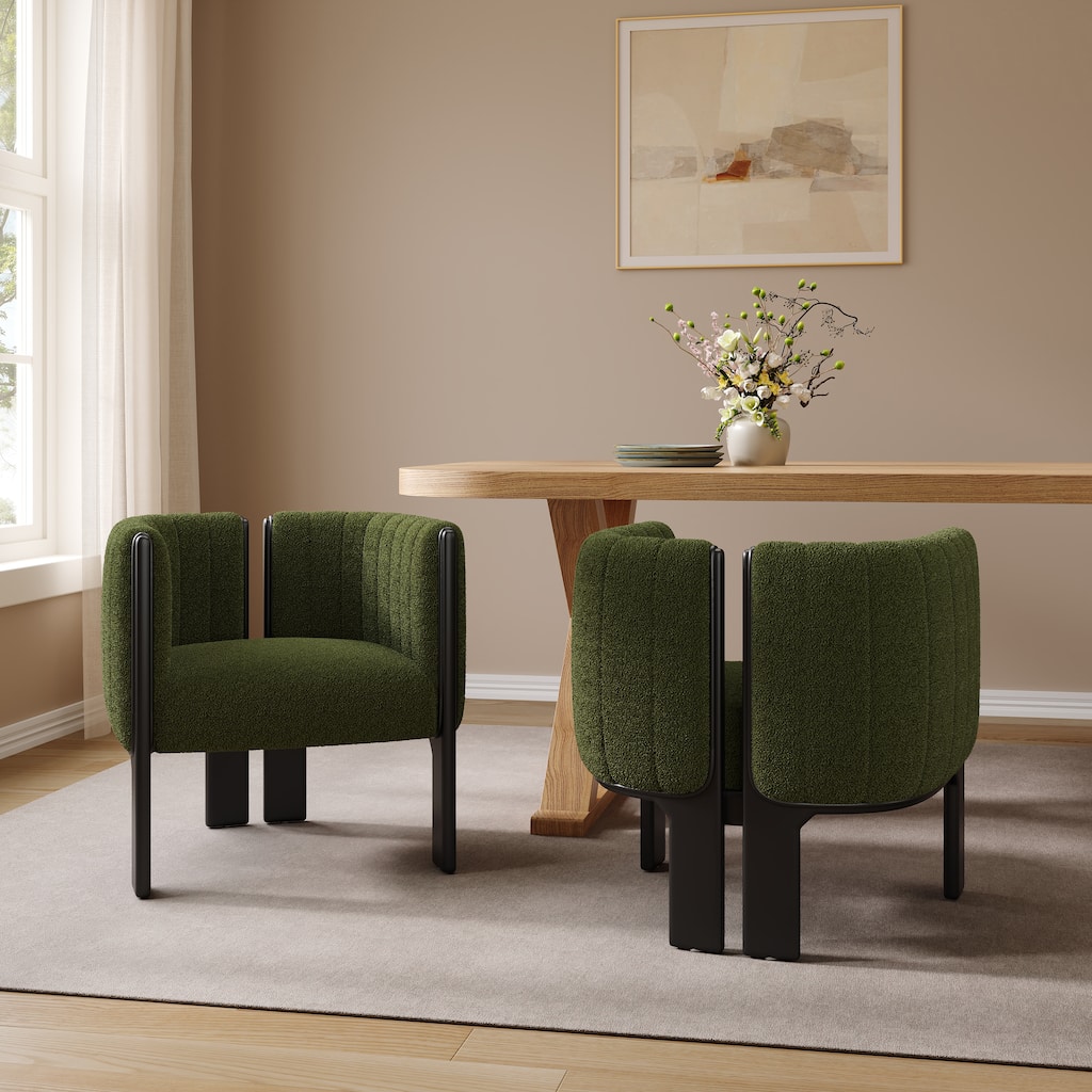 Christopher Knight Home - Modern Upholstered Dining Chairs with Black Rubber Wood Frame, Set of 2