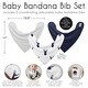 preview thumbnail 3 of 4, Woodland Deer Collection Fabric Bandana Baby Bibs (3 Pack Set) - Navy Blue and White Forest Animal Stag Antler