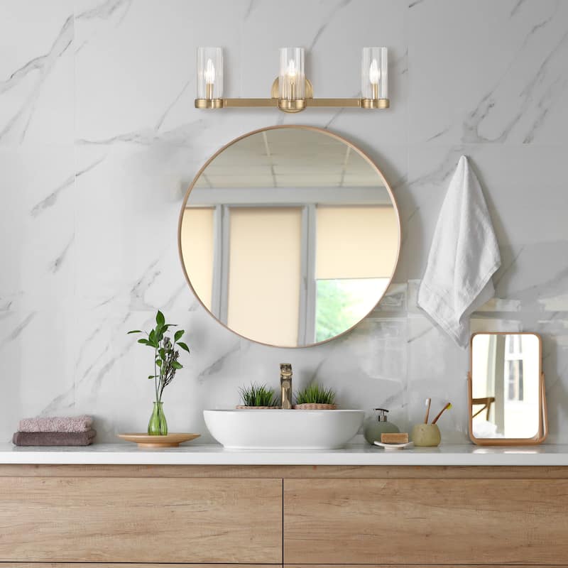 Izzy Metal and Clear Ribbed Glass 3-Light Vanity Light - 22.0"L x 4.5"W x 8.0"H