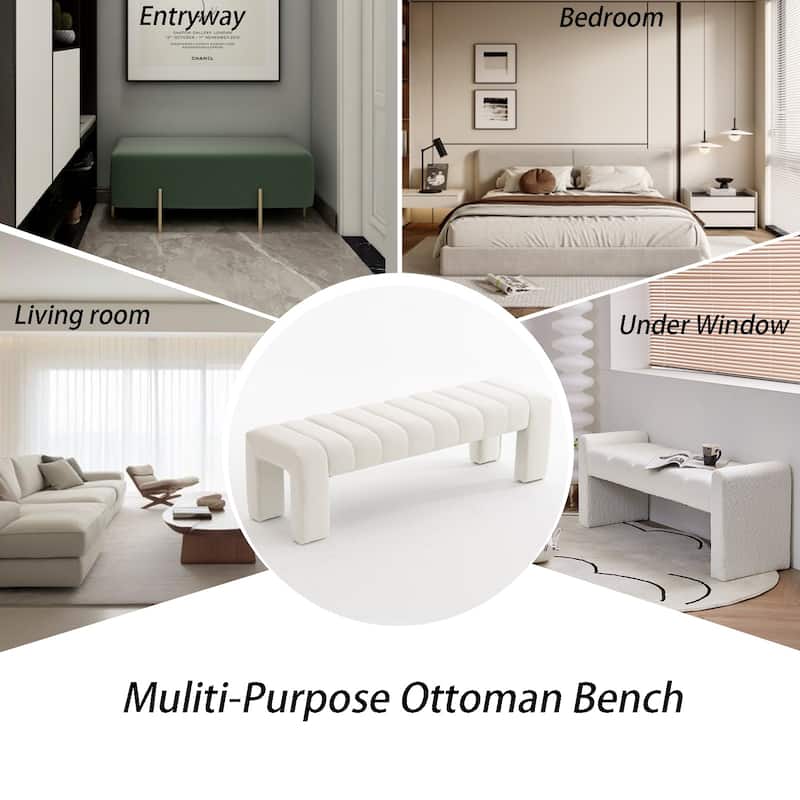 Upholstered Bedroom Bench Tufted Entryway Bench Modern End of Bed Bench Dining Bench with Gold/Black Metal Legs for Window
