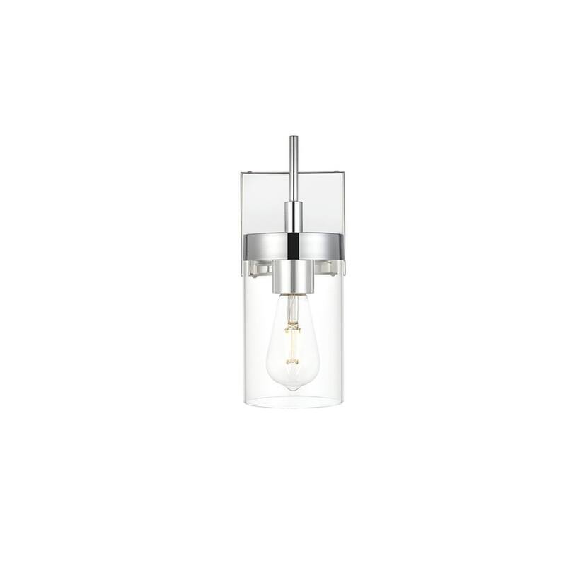 Bento 1 Light Black and Clear Bath Sconce