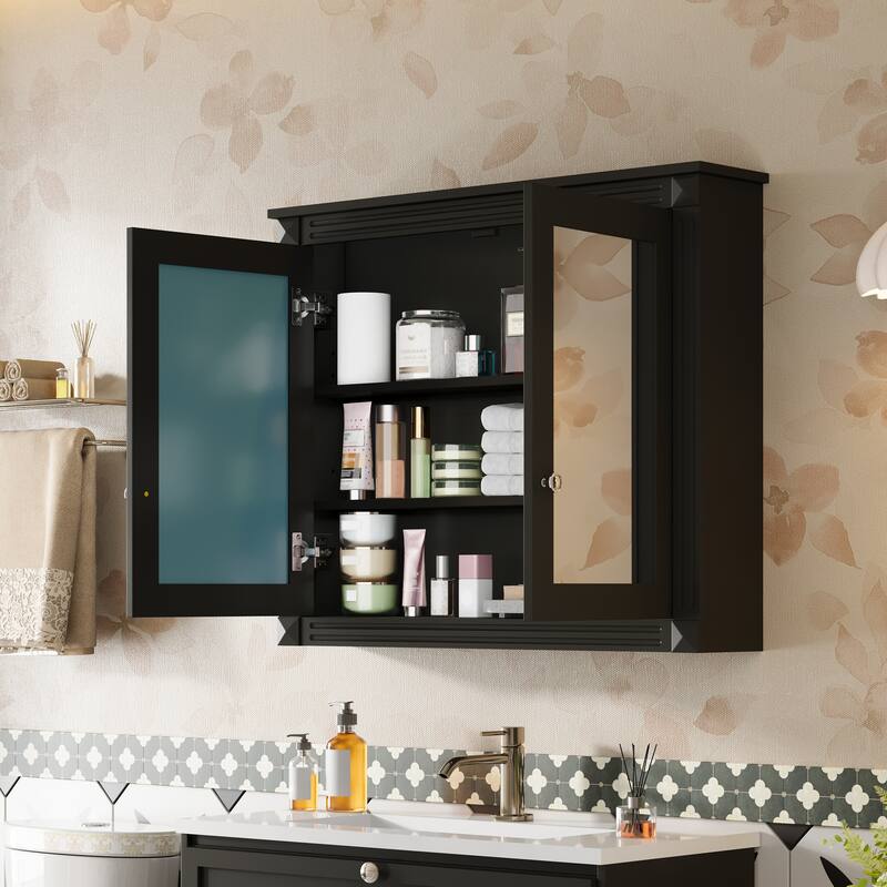 Rossetta 36'' Contemporary Simple Style Bathroom Mirror Storage Cabinet with 2 Adjustable Shelves