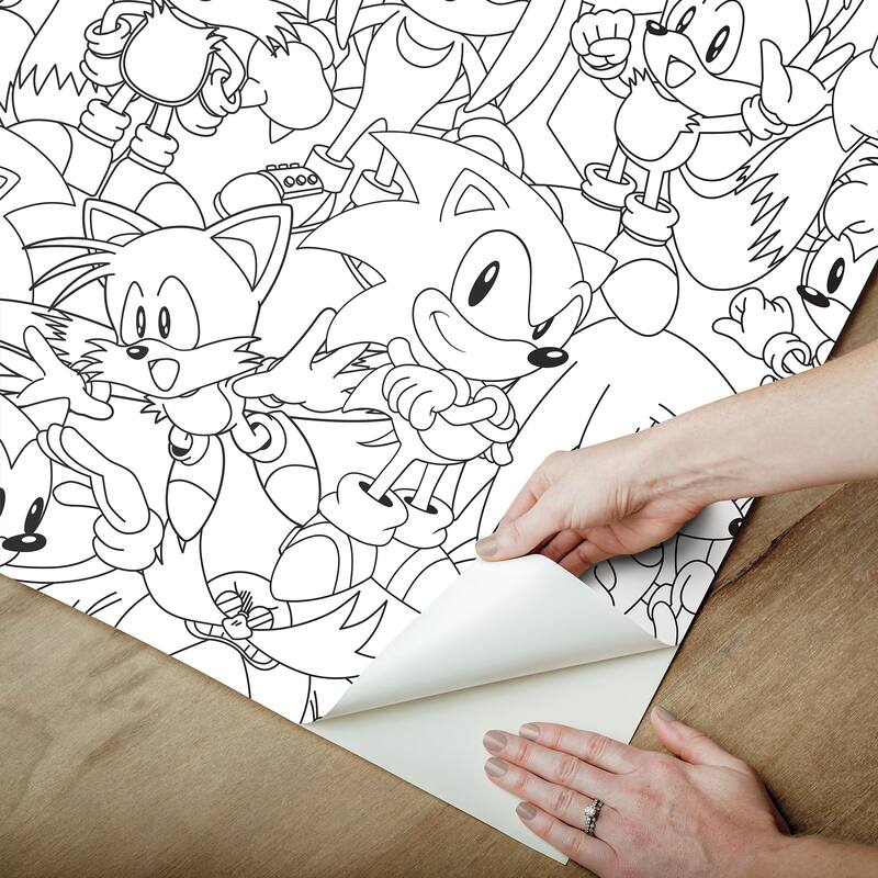 RoomMates Sonic The Hedgehog Line Art Peel and Stick Wallpaper