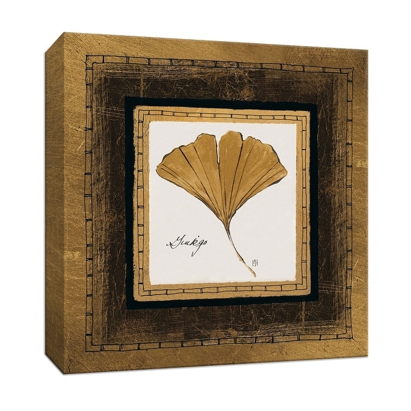 PTM Images 9-153175 PTM Canvas Collection 12" x 12" - "Gilded Ginkgo" Giclee Ginkgo Leaves Art Print on Canvas