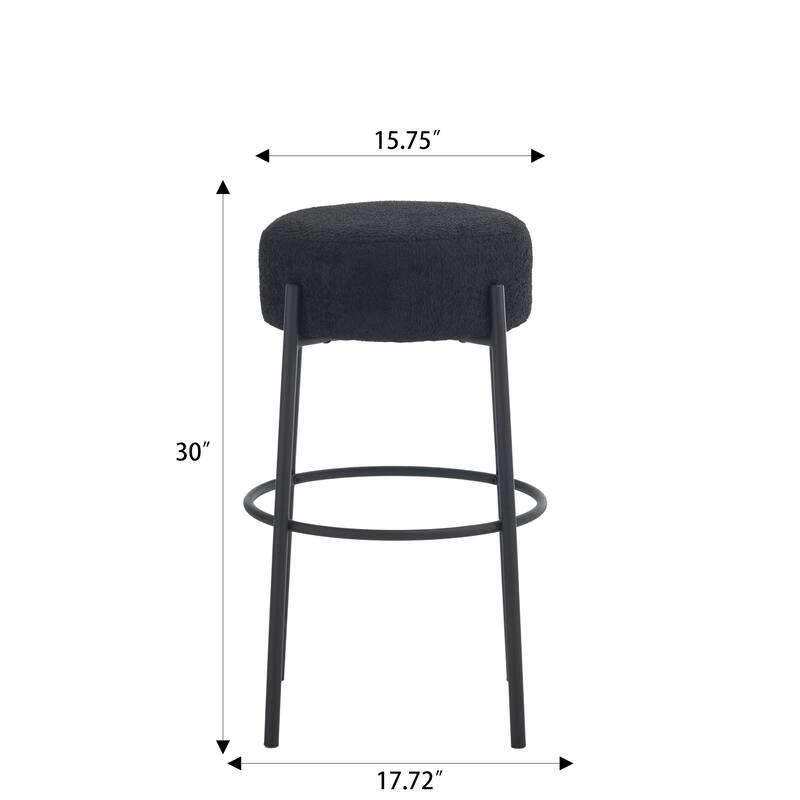 30" Round High Bar Stools Set of 2, Contemporary Upholstered Sturdy Hardware Support Legs