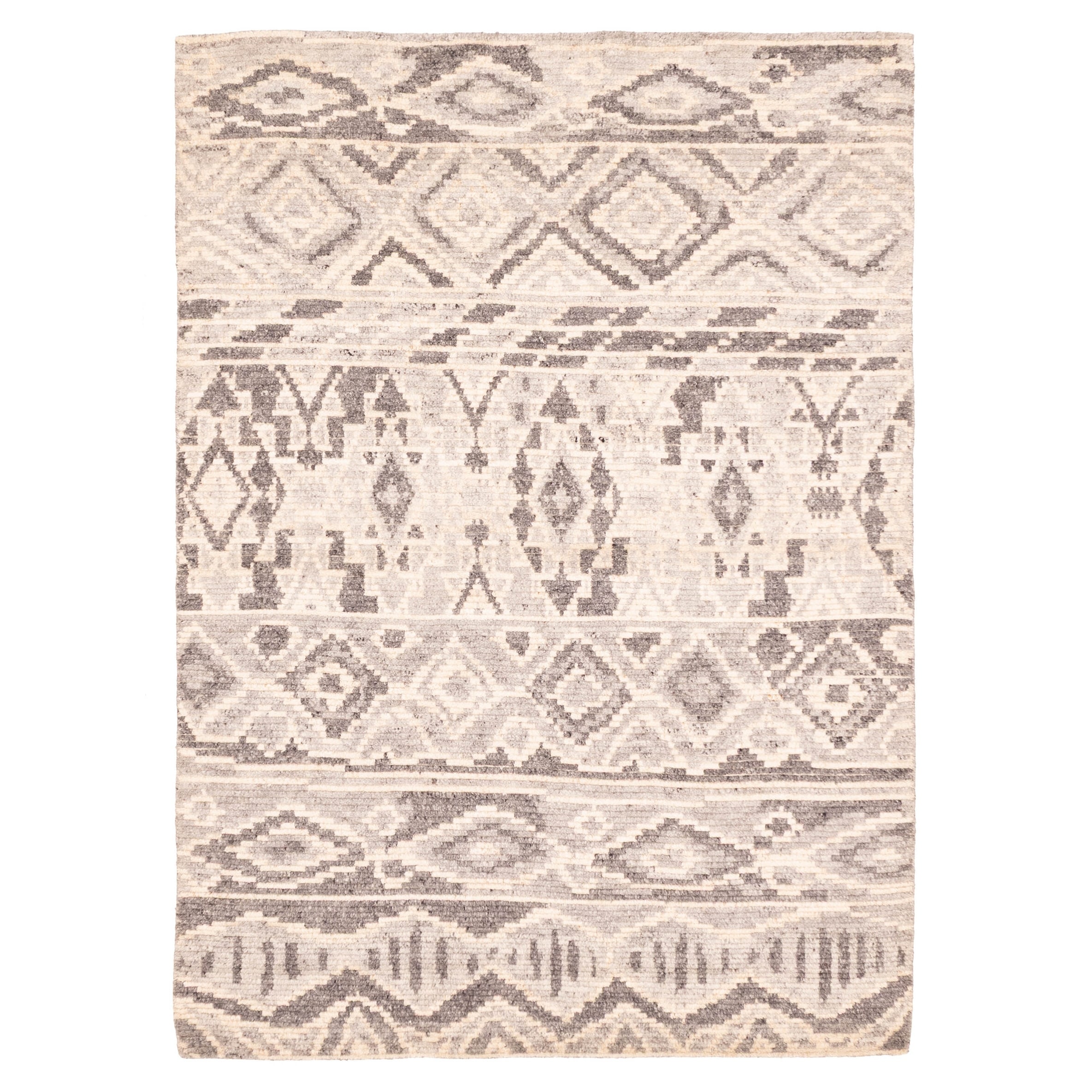 ECARPETGALLERY Hand-knotted Tangier Grey Wool Rug - 5'5 x 7'7