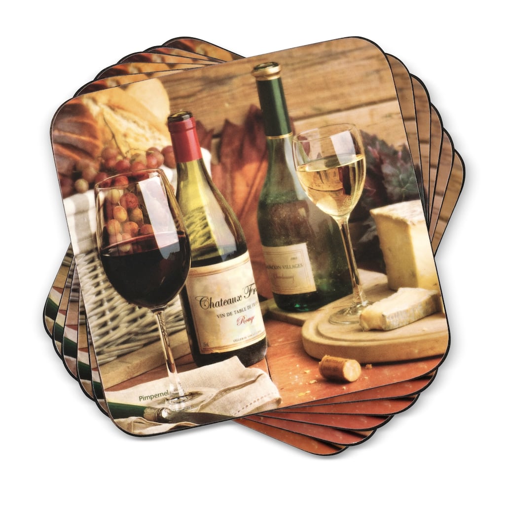Pimpernel Set of 6 Artisanal Wine Coasters - 4 Inches Sq.