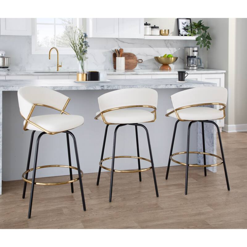 Silver Orchid Tatyana 26" Upholstered Counter Stool with Metal Legs (Set of 2)