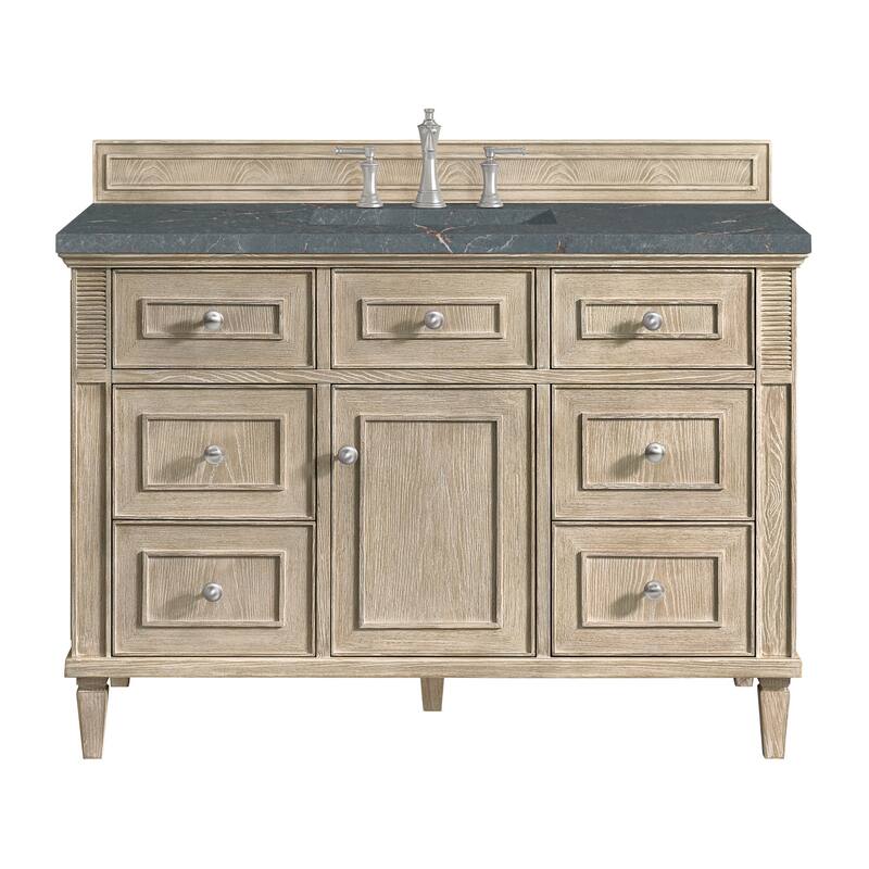 James Martin Vanities 424-V48-3PBL Lorelai 48" Single Basin Wood - Whitewashed Oak - Oak Finish