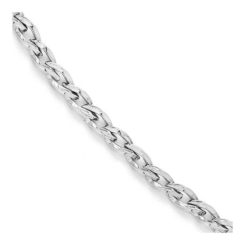 Curata 10k White Gold Fancy Squared Polished Link Bracelet 7.5 Inch