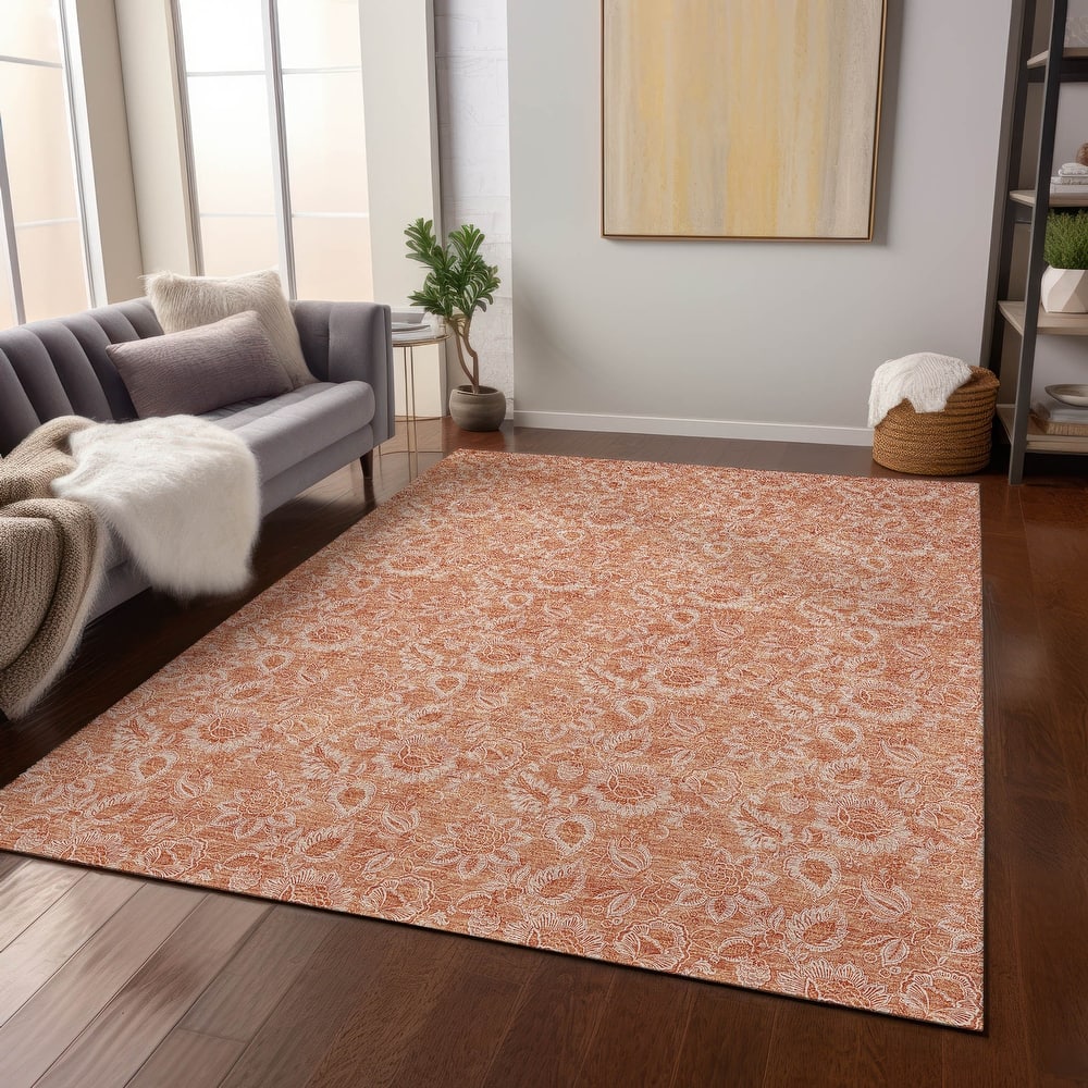 Machine Washable Indoor/ Outdoor Chantille Floral Rug
