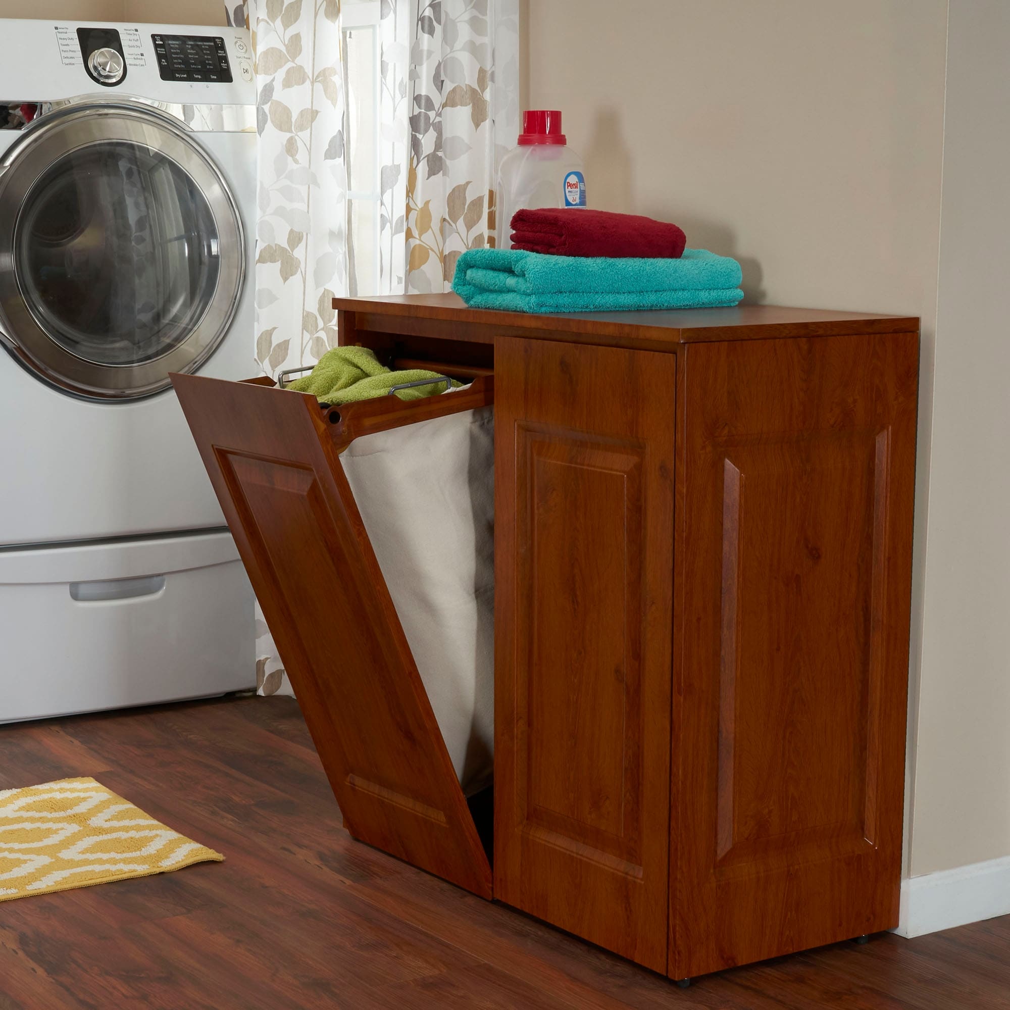 Wooden outlet clothes basket
