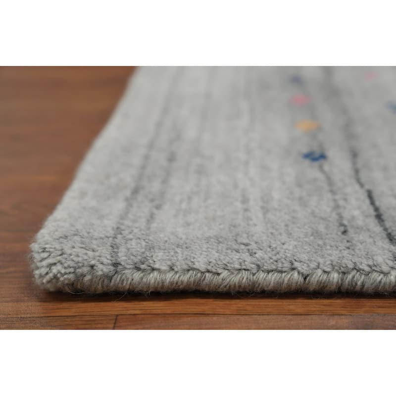 Hand Knotted Oriental Viscose Silk Carpet Tribal Animal Pictorial Greys & Charcoal Gabbeh Area Rug - 11' 9'' X 9' 0''