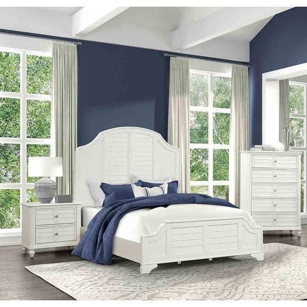 Classic Antique White Louvered Style Bedroom Set 3pc - Bed Bath ...