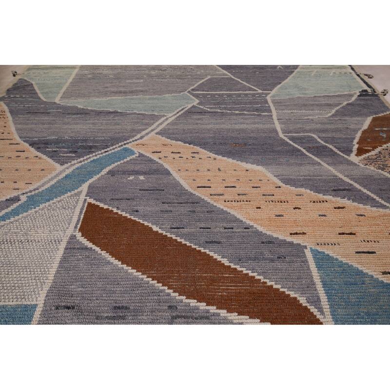 Abstract Moroccan Oriental Large Area Rug Handmade Wool Carpet - 9'10"x 14'7"