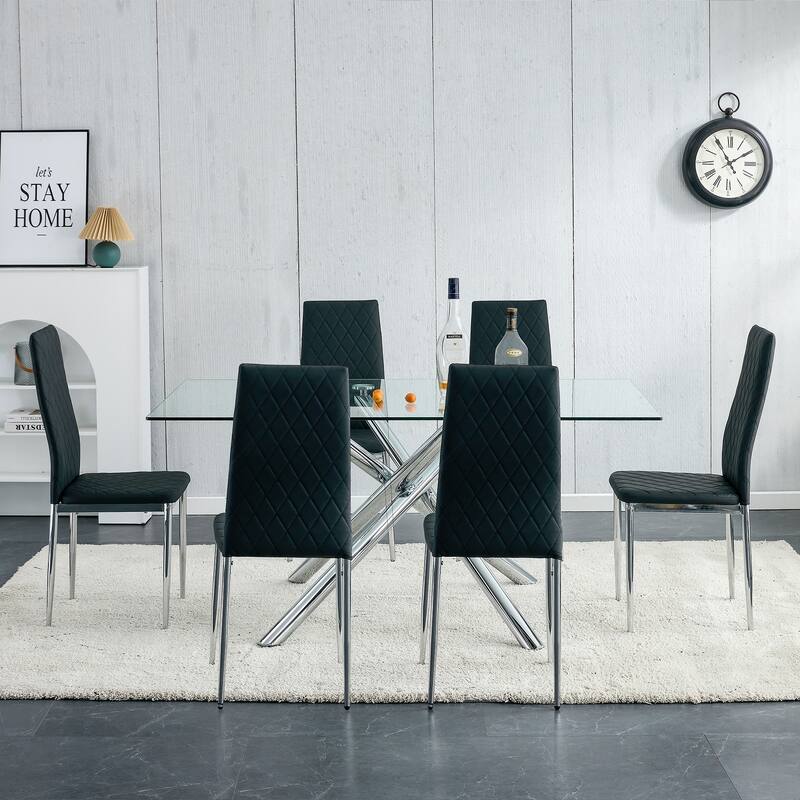 Dining chair, black chair and 6-piece set of