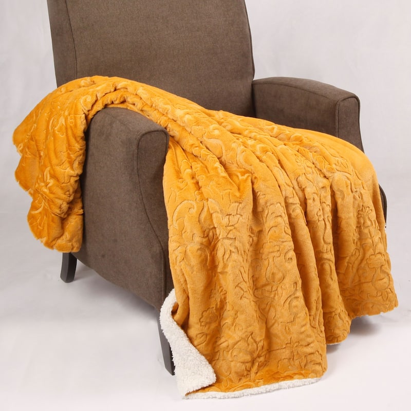 Embroidery Batik FauxFur Sherpa Throw Blanket
