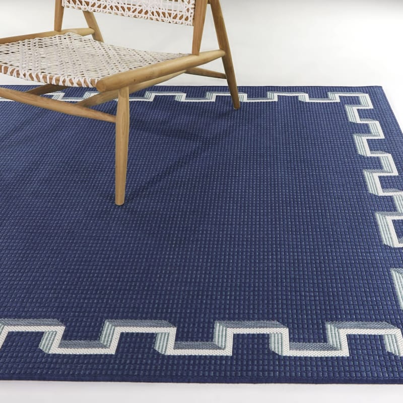 Samina Transitional Border Indoor/Outdoor Area Rug - 7'10" x 10' - Dark Blue