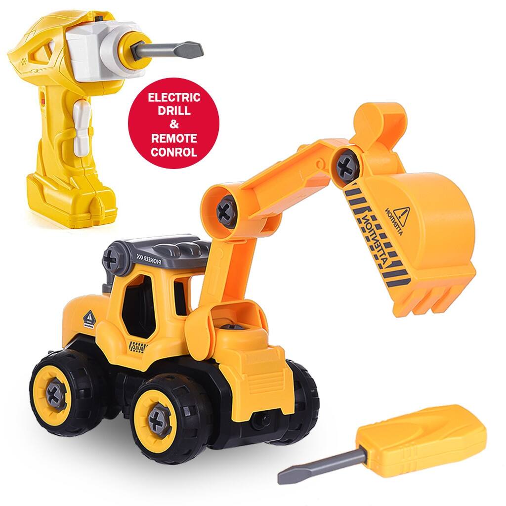 DIY Excavator Take Apart -With Electric Drill-Converts To Remote Control Car RC Excavator With Sound