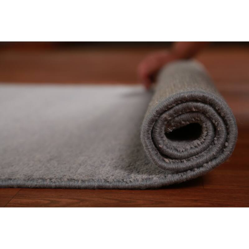 Hand Knotted Oriental 100% Wool Carpet Modern Solid Greys & Charcoal Gabbeh Runner Rug - 10' 1'' X 3' 3''