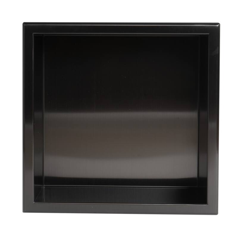 ALFI brand 12" x 12" Brushed Black PVD Stainless Steel Square Single Shelf Shower Niche