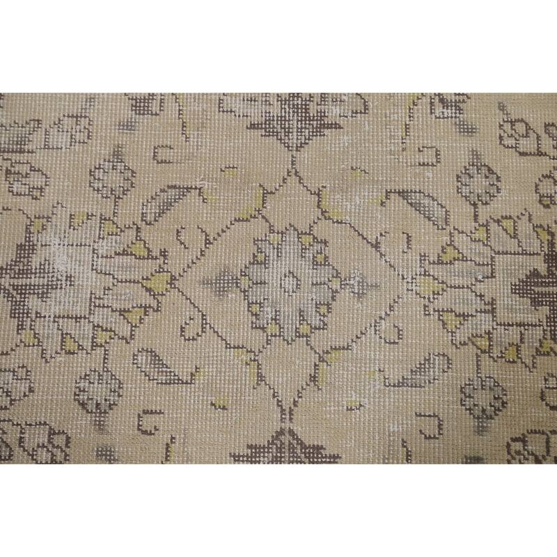 Hand Knotted Oriental 100% Wool Carpet Traditional Floral Beige & Ivories Tabriz Area Rug - 8' 9'' X 6' 0''