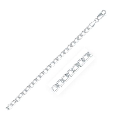 Rhodium Plated 4.7mm Sterling Silver Curb Style Chain