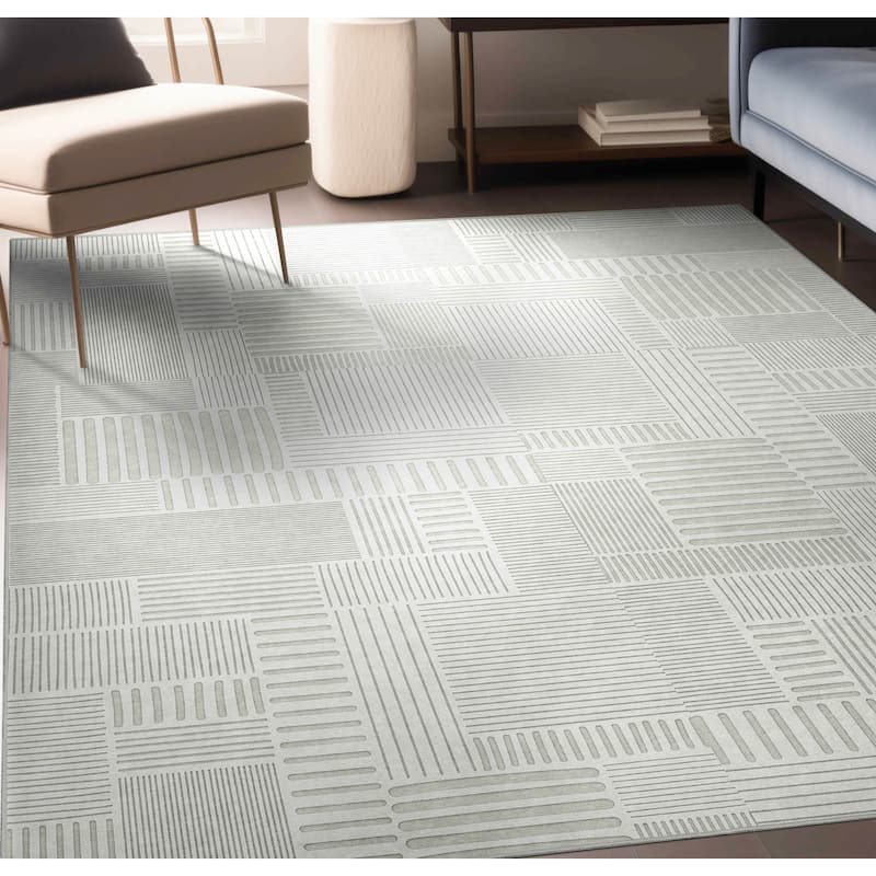Well Woven Apollo Elemental Granite Geometric Low Pile Area Rug - 5'3" x 7'3" - Ivory