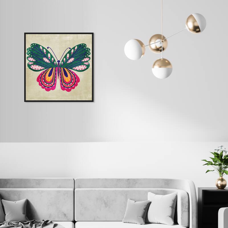 Oliver Gal 'Colorful Butterfly Wings Pattern' Framed Canvas Art Print ...