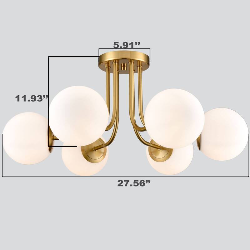 Tiber Modern Globe Semi-Flush Mount Ceiling Light - 3 Light & 6-Light