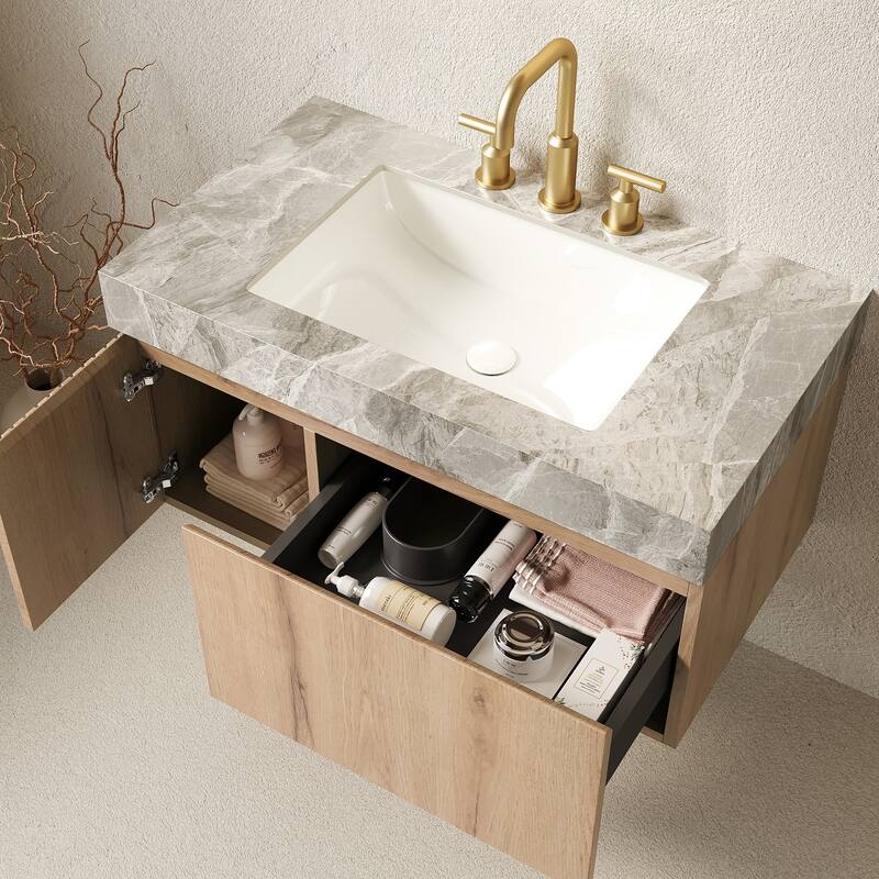 Floating Bathroom Vanity with 3 Pre-drilled Faucet Holes