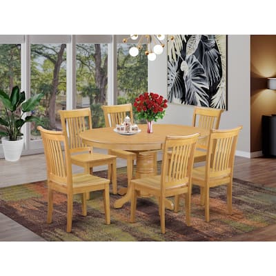 French Country Dining Set 7 Piece Table & Chairs - Oak Kitchen Set