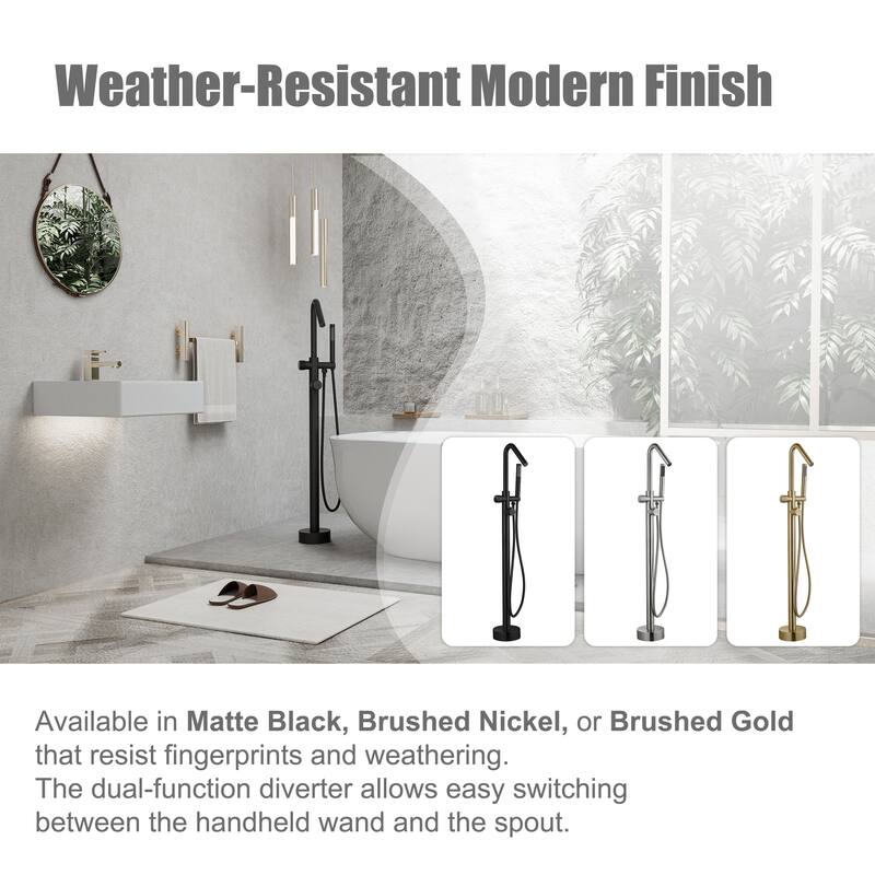 Modland 46''H Outdoor Shower System 316 Stainless Steel Thermostatic Freestanding Poolside Faucet with Swivel Spout - 46'' H