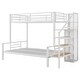 preview thumbnail 7 of 10, White Twin over Full Metal Bunk Bed with Storage Staircase and Small Open Wardrobe