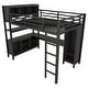 preview thumbnail 33 of 50, All-in-One Metal Loft Bed with L-Shaped Desk & Wardrobe, Bedrooms Bed Frame with Storage Cubes, Shelves, Full-Length Guardrails