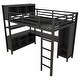 preview thumbnail 7 of 26, Metal Loft Bed with Wardrobe And L-shaped Desk, Full Size