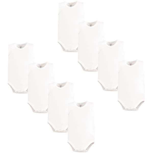 slide 1 of 1, Touched by Nature Organic Cotton Sleeveless Bodysuits 8pk, White 0-3 Months - White Sleeveless